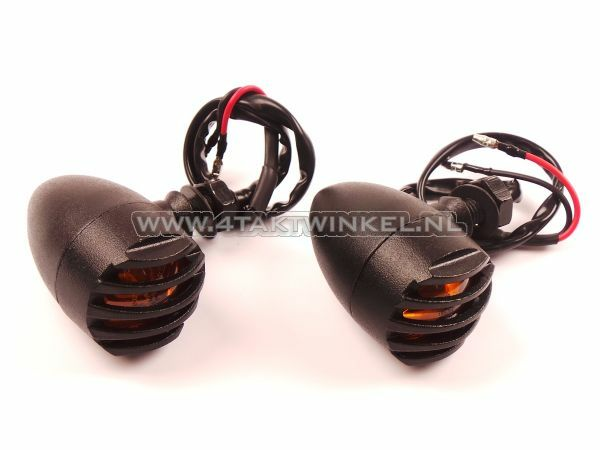 Blinker Set 2 St&uuml;ck Universal, schwarz, rund, E-Mark