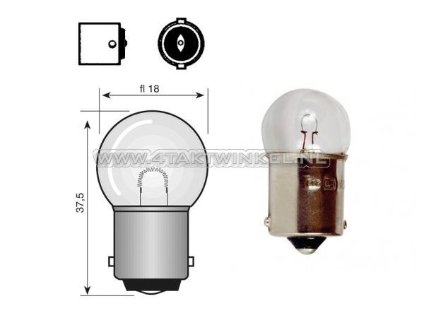 Gl&uuml;hlampe BA15-S, 6 Volt, 5 Watt kleine Gl&uuml;hlampe