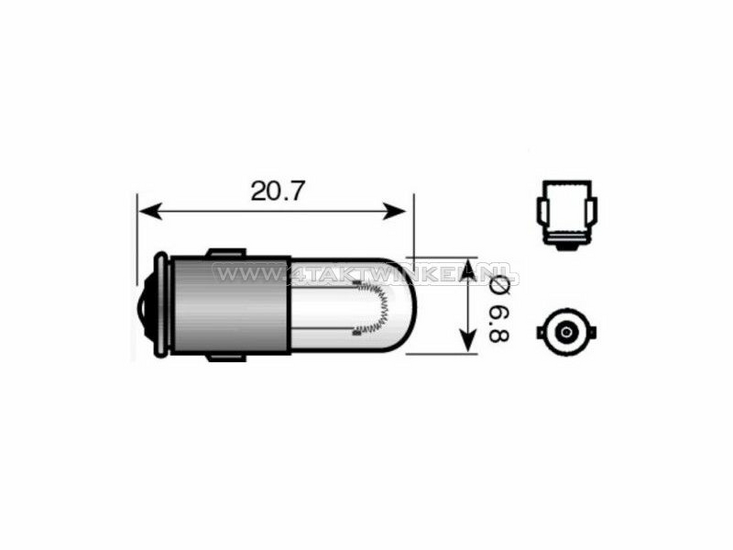 Gl&uuml;hlampe BA7s, 12 Volt, 2 Watt