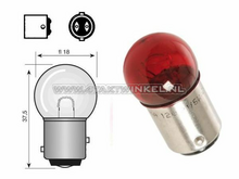 Hecklampe Duplo BAY15D, 12 Volt, 18-5 Watt, kleine Gl&uuml;hbirne, rot