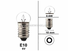 Gl&uuml;hlampe E10 Schraubfassung, 6 Volt, 0,6 Watt