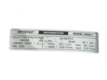 Aufkleber CB50 Reifeninformationen