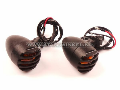 Blinker Set 2 Stück Universal, schwarz, rund, E-Mark