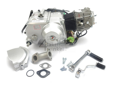 Motor, 50 ccm, halbautomatisch, Lifan, 4-Gang, Anlasser, silber