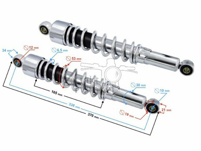 Stoßdämpfersatz 338 mm, 12 - 12, Chrom