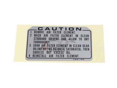 Label, air cleaner caution, OEM Honda